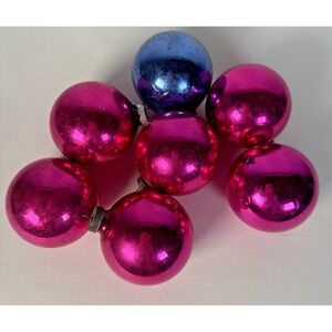 Vintage Pink Blue Shiny Brite Mercury Glass Christmas Ornaments Lot of 7